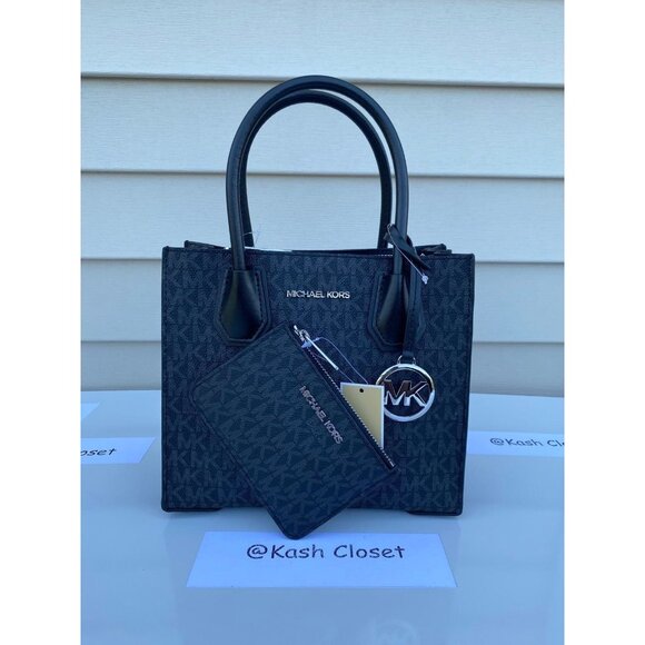 Michael Kors bag & wallet bundle mercer messanger medium & key chain card Black - Picture 6 of 12